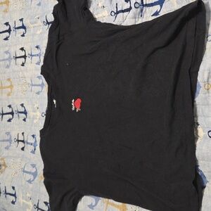 Hollister Black T-Shirt with Red Rose Embroidery